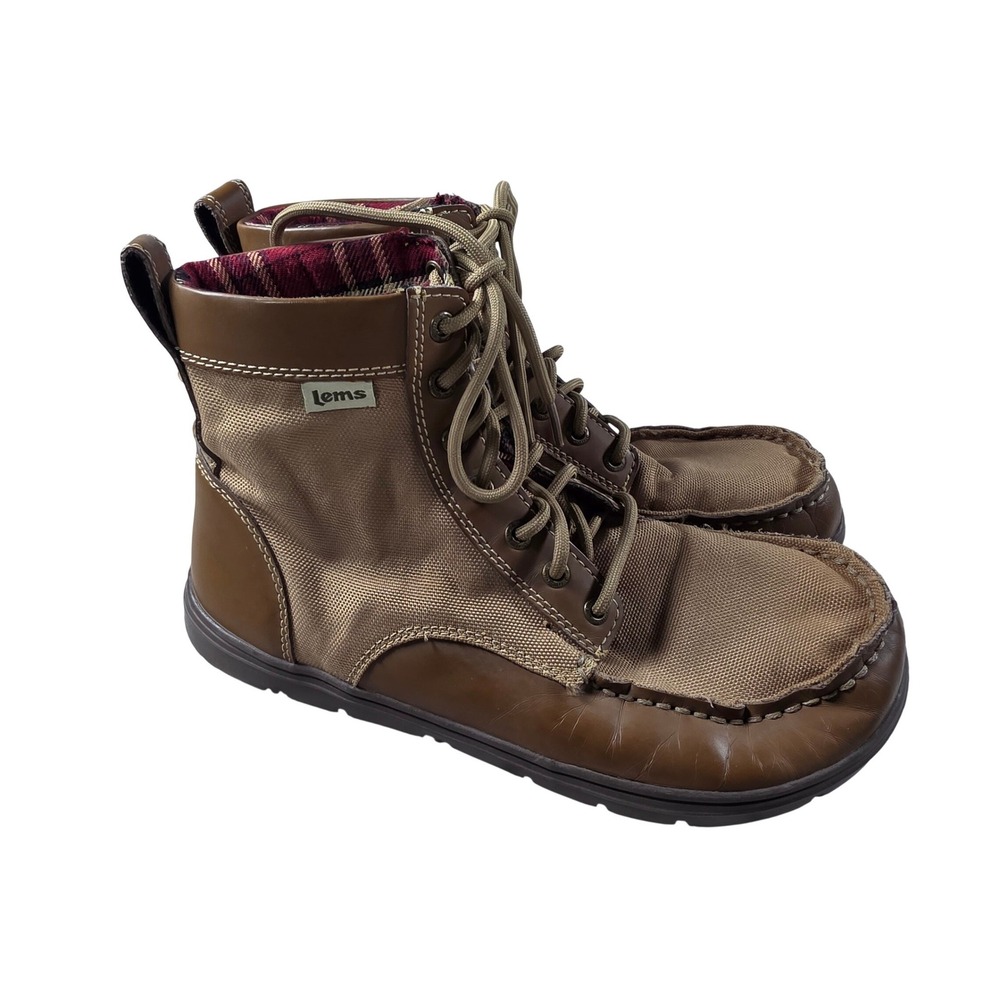 Lems Boulder Boot Brown Minimalist Zero Drop Boots Mens 42 Flannel Lined